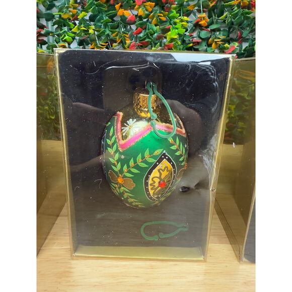 European Style Inspired Glass Faberge Eggs Holiday‎ Christmas Ornament 4" + Box - Picture 5 of 7